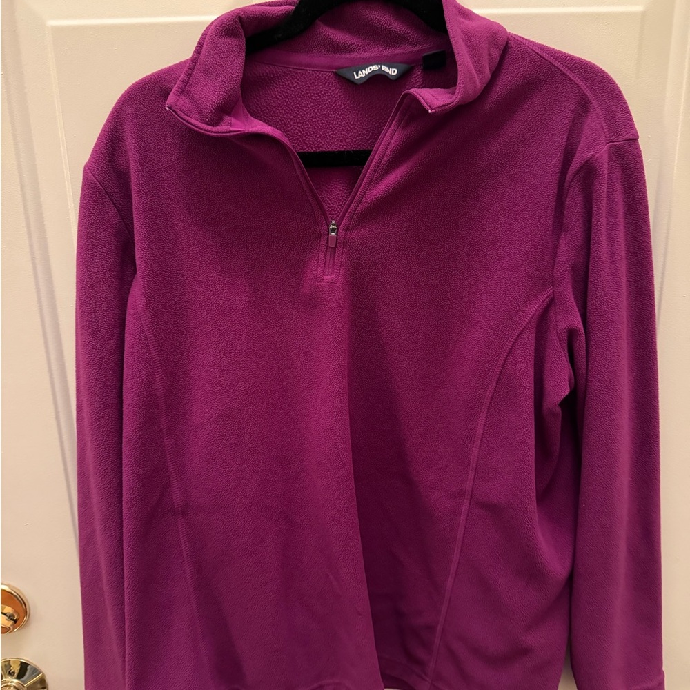 Lands' End Fleece Quarter-Zip Pullover - Magenta